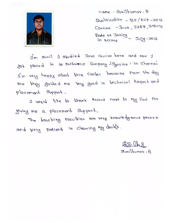 JAVA Student Testimonial