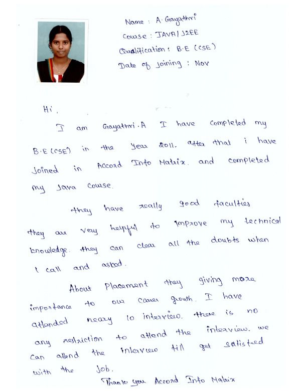 JAVA Student Testimonial